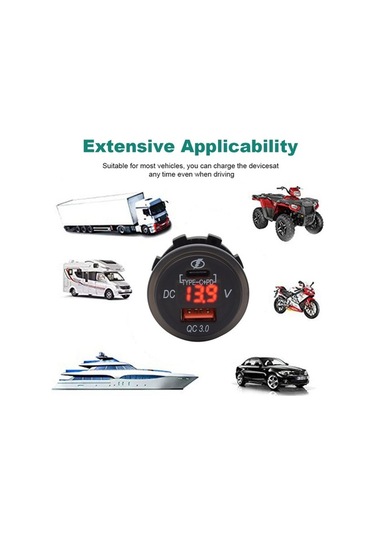 Besthome1 Arac/bot/motosiklet İçin 12/24v Çift Usb Şarj Cihazı Qc3.0 Usb A+pd Usb C , Led Göstergeli, Su Geçirmez Abs+tpu Kapa