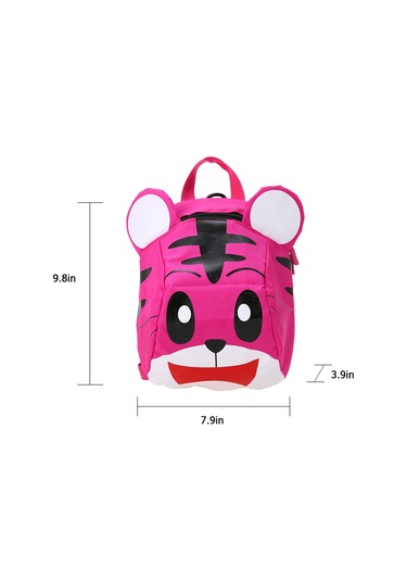 Wezone 1-3 Yaş Çocuk Nylon Sırt Çantası, Güven Kemerli 3d Kaplan Desenli, Oyuncak/kitap Taşıma, Dayanıklı Ve Konforlu, Pembe Kırmızı