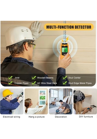 Chuangyinshop Sarı 5'te 1 Akıllı Duyvar Tarayıcı - Pil İle Metal, Kiriş, Kablo Bulucu Dıy Ve Profesyonel