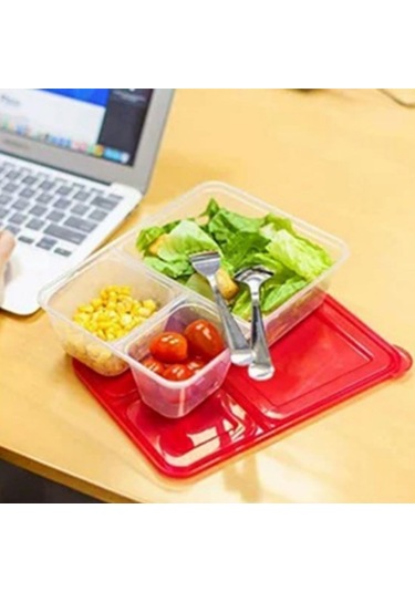 3 Bölmeli Sefer Tası Pratik Kolay Gıda Diyet Saklama Erzak Kabı Çok Renkli