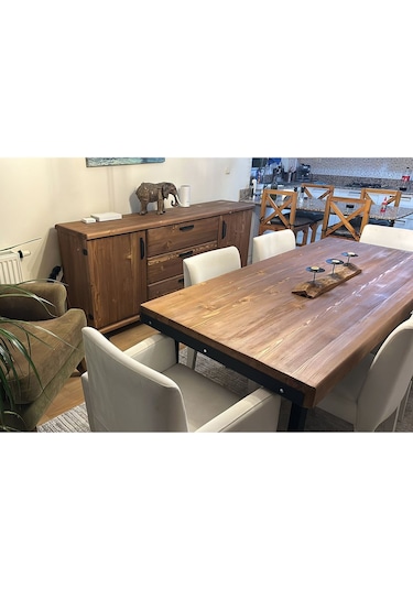 Doğal Ahşap Mutfak Masası-70-100-76 Cm-kare Profil Ayak