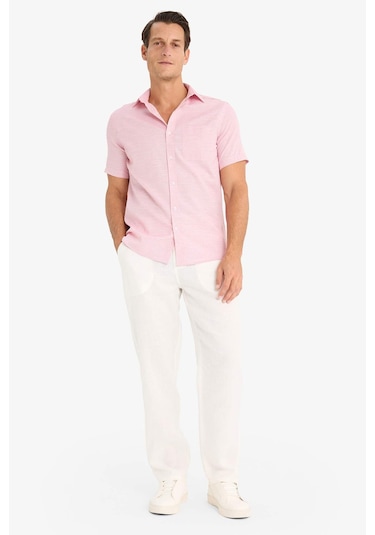DeFacto Modern Fit Yazlık Polo Yaka Basic Düz Kısa Kollu Gömlek E5077AX25SMRD92 DeFacto Modern Fit Yazlık Polo Yaka Basic Düz Kısa Kollu Gömlek E5077AX25SMRD92
