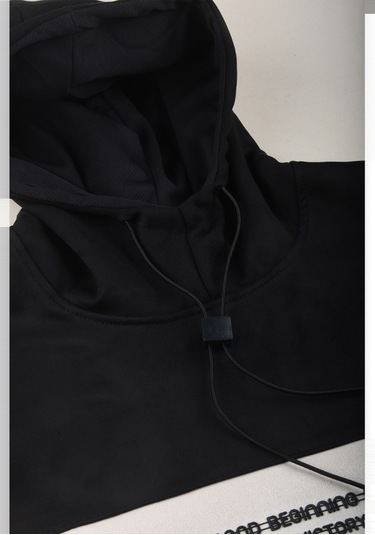 Deepsea Erkek Siyah Dar Kesim Süet Kumaş Sweatshirt Kapüşonlu & Şık Tasarım Sweatshirt 2608510 Siyah