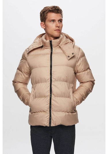 Ds Damat Regular Fit Vizon Rüzgar Geçirmez Yoğun Elyaf Dolgulu Sıcak Tutan Çıkarılabilir Kapüşonlu K 1HF07ORT09020 Vizon