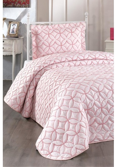 Parolin Tek Kişilik Kapitoneli Yatak Örtüsü Pudra Pudra