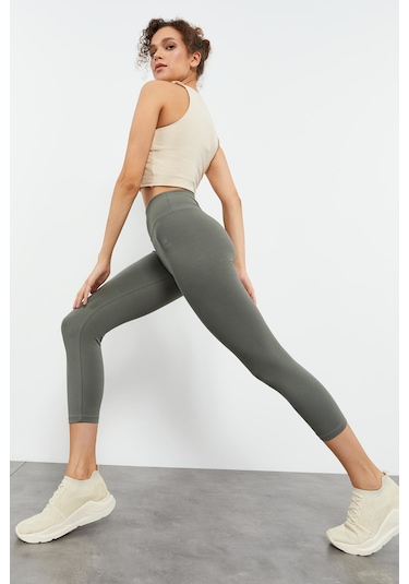 Tommy Life Çağla Yüksek Bel Slim Fit Dar Paça Kadın Kapri Tayt - 93097 Çağla