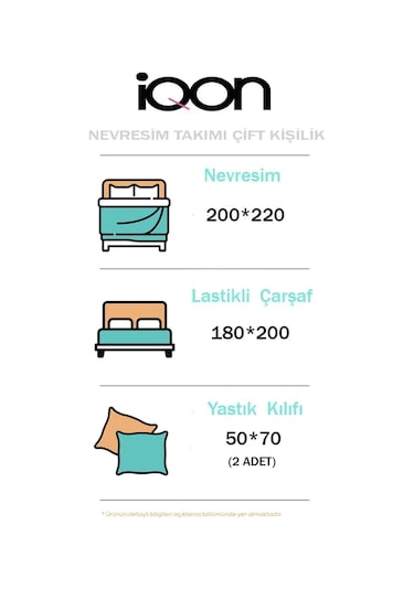İqon Lastikli Çarşaflı Çift Kişilik Nevresim Takımı Gri - Siyah