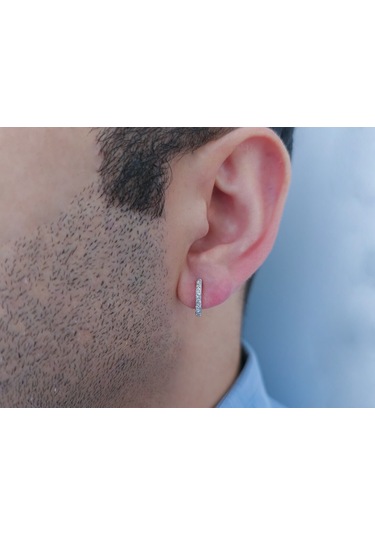 Sirius Pırlanta Taşlı Halka Erkek Küpesi  0805E0025