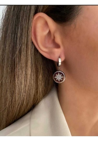 Gümüş Kaplama Kuzey Yıldızı Model Çelik Küpe