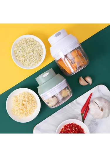 Xindoker Usb Şarjlı Yeşil Taşınabilir Elektrikli Mutfak Robotu - Sebze, Meyve, Et Doğrayıcı