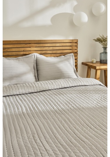 Kaşmir Home Amelia Çift Kişilik Yatak Örtüsü Takımı Gri Gri