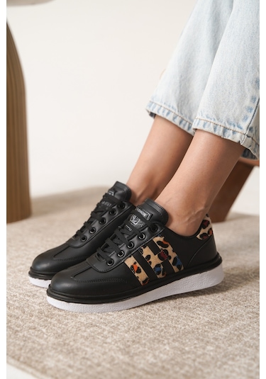 Garantili D0516 Günlük Ortopedik Kadın Sneaker Spor Ayakkabı Siyah