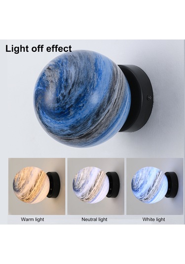 Springsun Modern Duvar Aplik Led Aydınlatma - 3 Renk Seçenekli Yatak Odası Ve Salon İçin Bakır & Mavi Bakır - Mavi