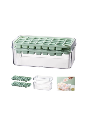 Hfambition Ev İçi Dondurucu Buz Kalıbı, 60 Adet Buzluk, Pp+tpe Malzeme, Lehimli Kapağı Ve Sepeti İle, Kolay Çıkarma Fonksiyonu, Kokteyl-whiskey İçin Çok Renkli