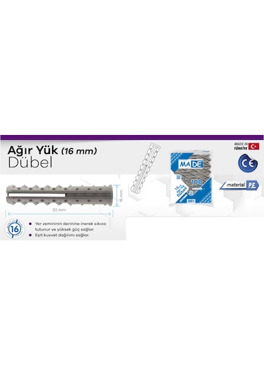 Made Ağır Yük Dübeli 16x92mm 100 Adet