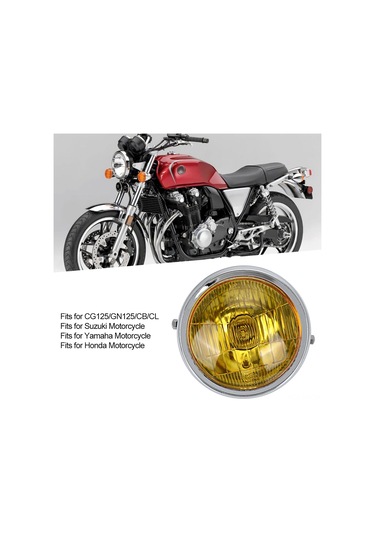 Reedark Cg125/gn125 Motosiklet Retro Ön Farı - Sarı Cam, Alaşımlı Kasa, Aydınlatma Verimliliği Artırır, Hava/toz/şok Dayanıklı