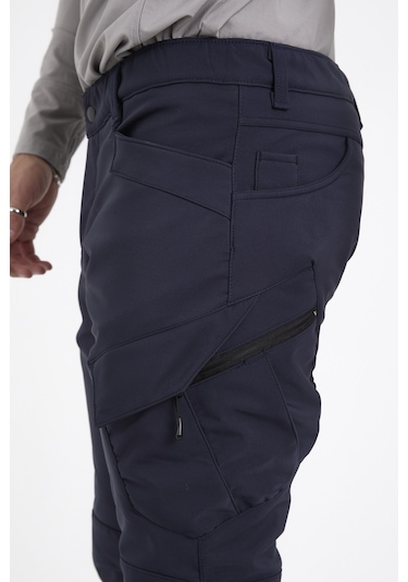 Camp Scoutland Camp593 Outdoor Softshell Su Ve Rüzgara Dayanıklı içi Polarlı Kışlık Erkek Lacivert Taktik Pantolon