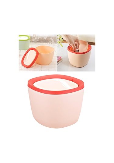 Homyl Plastik Mini Çöp Kovası Kül Kutusu Masaüstü Pembe Pembe