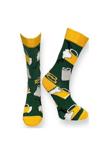 4'lü Unısex İçki Temalı Esnek Nem Alabilen Pamuklu Spor Soket Çoraplar Çok Renkli