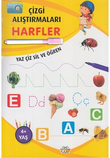 Çizgi Alıştırmaları Harfler Yaz-Çiz-Sil ve Öğren Kalem Hediyeli