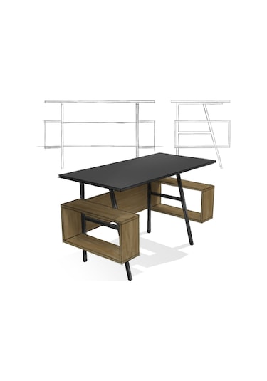 Ironi Çalışma Masası Antrasit Ceviz