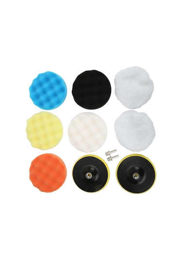 Moveevo 6 İnç 11 Parça Araç Cila Seti: Pnömatik/elektrikli Cila Makinesi İçin, Fiber-sünger Paspaslar, Hızlı Değişim Kanca-loop Tasarımı, Ayna Parlaklığı Artırır