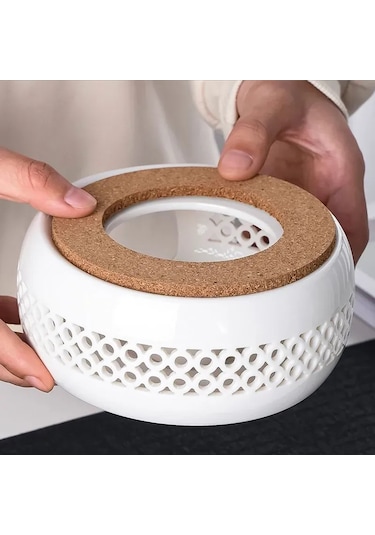 Maiyame Beyaz Seramik Çaycıklı Isıtıcı - Her Boyutta Çayınızı Sıcak Tutun, Konforlu Ortam Oluşturun Beyaz