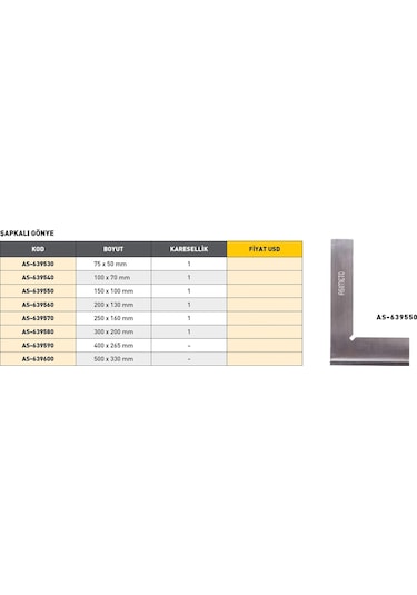 Fett 200x 130mm Asimeto Metal Şapkalı Gönye As-639560