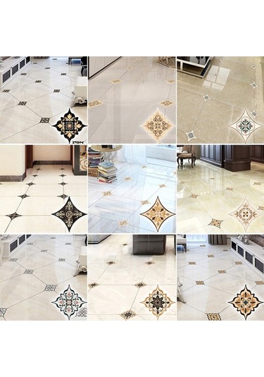 Pazly Zemin Yapışkanlı Su Sticker Seramik Mutfak Kendinden Karo İçin Geçirmez Duvar Desen Dekoru, Çapraz Adet 8x8cm 21 & - Zb