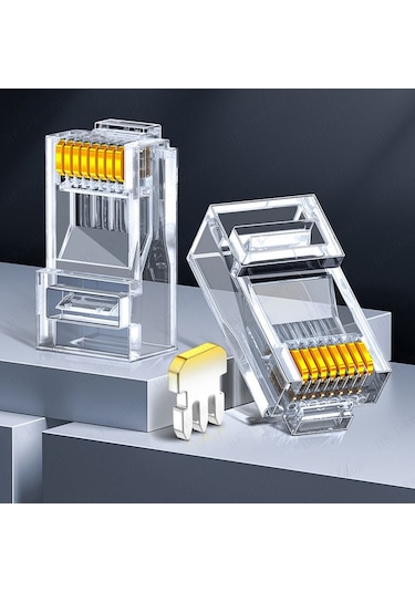 RJ45 CAT6 Jack Konnektör Altın Kaplama Ethernet Uç 8P8C 100'lü Pa