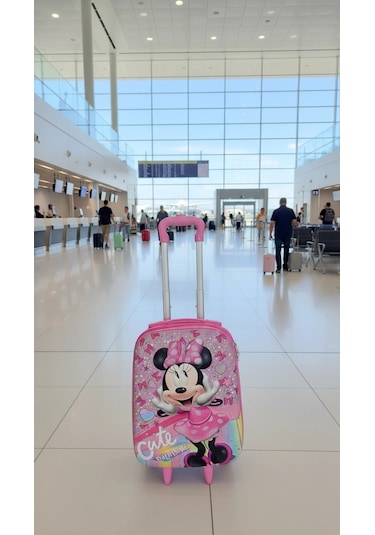 Çocuk Pembe Kabin Boy Çekçekli Valiz Karakterli Pembe Çok Renkli