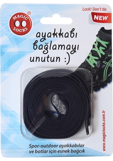 Magic Locks Akılı Elastik Yassı Bağcık-Lacivert Lacivert