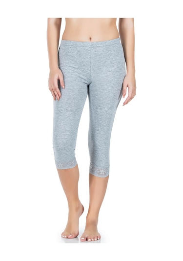 Derya Kurşun Paçası Dantelli Kısa Kadın Tayt 414 Beyaz