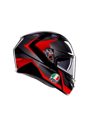 Agv K3 Mplk Striga Kapalı Motosiklet Kaskı Kırmızı - Siyah
