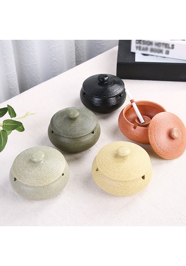 Yunboo Klasik Seramik Kapaçklı Tütünlük - Derin Kabuk, Sigara Yeri, Kaymaz Altı, Ev Dekorasyonu Kırmızı