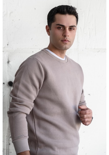 SLİMFİT SIFIR YAKA BASİC 3 İPLİK ERKEK SWEATSHİRT