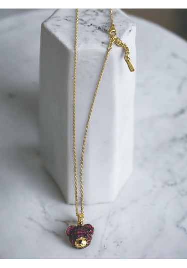 Kadın Mor Ayıcık Çelik Kolye Çelik