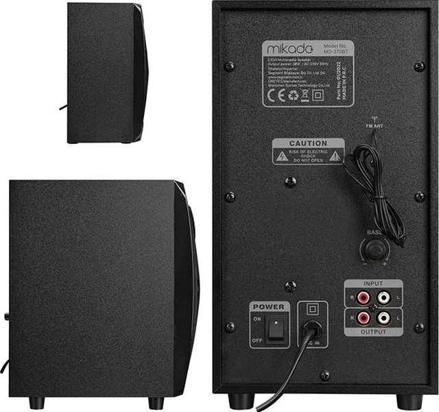 Mikado Md-370bt 38w Siyah Bt/aux/usb/fm/led Işıklı Multimedia Speaker 2+1 Ses Sistemi