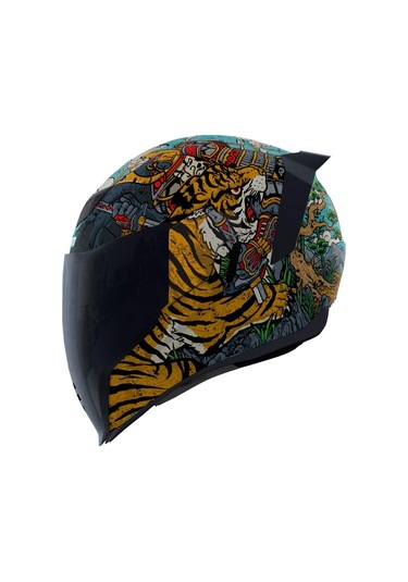 Icon Airflite Edo Mıps Kapalı Motosiklet Kaskı Siyah Mavi Gri Turuncu Siyah - Mavi