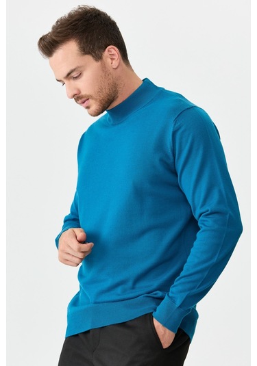 Erkek Basic Yarım Balıkçı İnce Triko Kazak A.petrol A.petrol