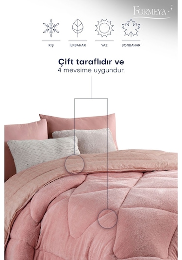 Formeya Lüx Çift Taraflı Welsoft Tek Kişilik Yorgan Pudra
