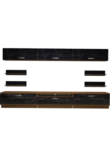 Decoraktiv Trendstyle 8y Mdf Tv Ünitesi Tv Sehpası Ceviz - Siyah Mermer
