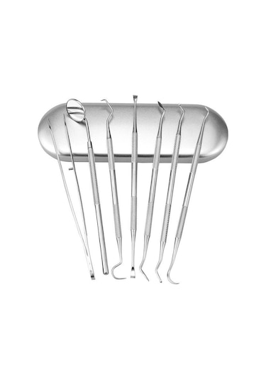 Valkyrie 7 Parça Paslanmaz Çelik Diş Tartar Sökücü Diş Temizleme Kiti Tartar Kireç Temizleyici Seti