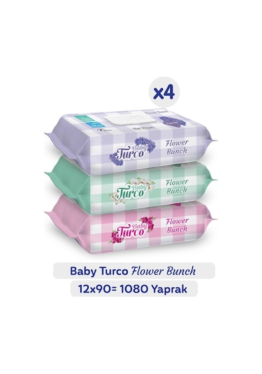 Baby Turco Flower Bunch Islak Havlu 12X90 (1080 Yaprak)
