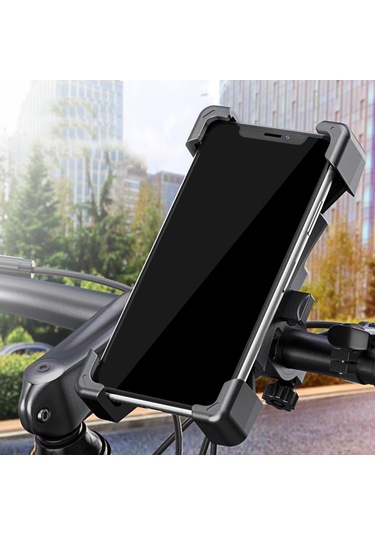 Vkemall Bisiklet Telefon Tutucusu, 6.5 İnç'e Kadar Telefonları Uyumlu, 3 Cm'yi Aşmayan Direk Çapı, Abs Malzeme, Siyah Renk