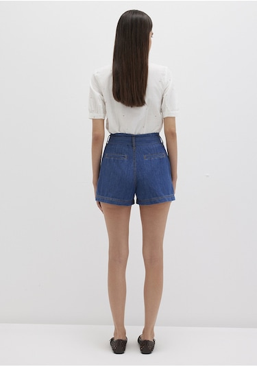 Mavi - Kemer Detaylı Denim Şort 1410214-86971 Mavi