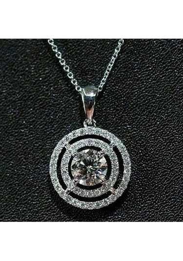 925ayar Gümüş Geometrik Zirkon Taşlı Kolye