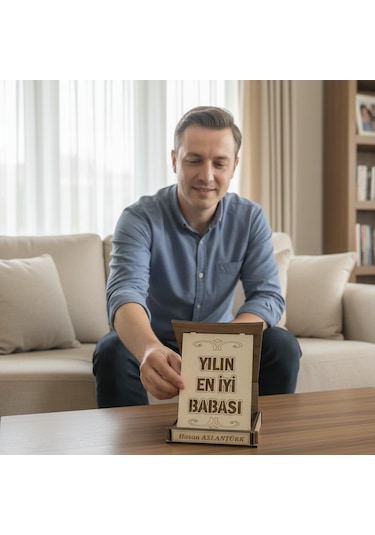Kişiye Özel Yılın En İyi Babası Ahşap Plaket