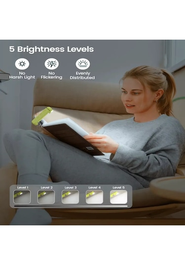 Glocusent Ayarlanabilir 5 Farklı Renk Sıcaklığı Led Kitap Okuma Işığı - Saf Beyaz