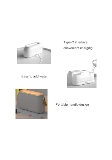 Sones Simülasyon Alev Aromaterapi Nemlendirici Yatak Odası Ortam Işığı, Renk: Beyaz